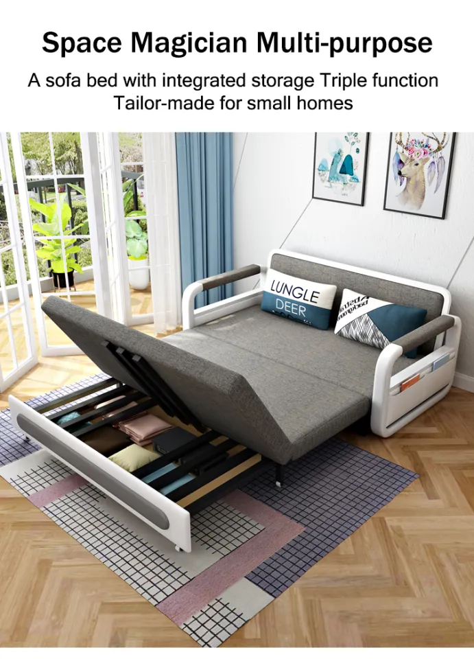 【10 Years WARRANTY】DreaME sofa bed foldable sofa bed with storage inside  for living room bed frame Single/Double/Queen/King size on sale bedroom