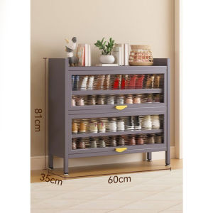 Steel shoe cabinet thickened large capacity shoe rack waterproof shoe cabinet upper flip door shoe cabinet wrought iron shoe cabinet Shoe cabinet