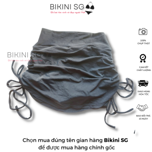 Đồ bơi kín đáo áo croptop dây rút phối váy quần màu kẻ đi biển đẹp BIKINI SÀI GÒN
