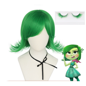 Anime Inside Out 2 Joy Disgust Costume for Kids Girl Yellow Green Dress for Woman Halloween Party Clothes Wig