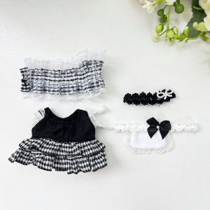 (Super Fan) 17cm Mini Plush DollS Clothes Outfit Accessories For Korea Kpop Exo Labubu I II Idol Dolls sit party overalls Clothing Gift