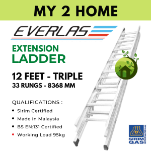 12 Feet Everlas Extension Ladder (12) (12x12) (12x12x12) Tangga Slide Everlas Double Extension Ladder Triple Extension Ladder Heavy Duty Extendable Ladder Workbenches 云梯 ES12DR / ED12DR 12x12 / ET12DR 12x12x12