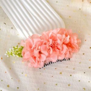 Jjt Handmade Hoa Lược chải tóc cho phụ nữ hoa màu hồng tinh tế hoàn hảo cho các buổi biểu diễn khiêu vũ và chụp ảnh