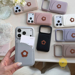 For iPhone 17 Pro Max Case TPU Flower PU Phone Case For Plus Mini 16e 16 15 14 13 12 11 Cover Aesthetic Korean Cute