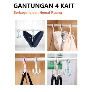 Gantungan putar 4 kait gantungan pakaian putar 4 hook gantungan jemuran 4 kait gantungan baju 4 kait MLH A42