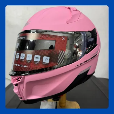Spyder Fury S0 V3 Full Face Dual Visor Helmet matte pink moto trendz