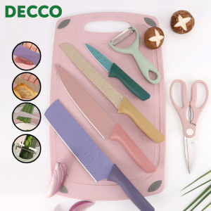 DECCO 6pcs Modern Kitchen Knife Set Wheat Straw Knife Straw Macaron Color Cutting Kitchen Tools - Fulfilled by DECCO