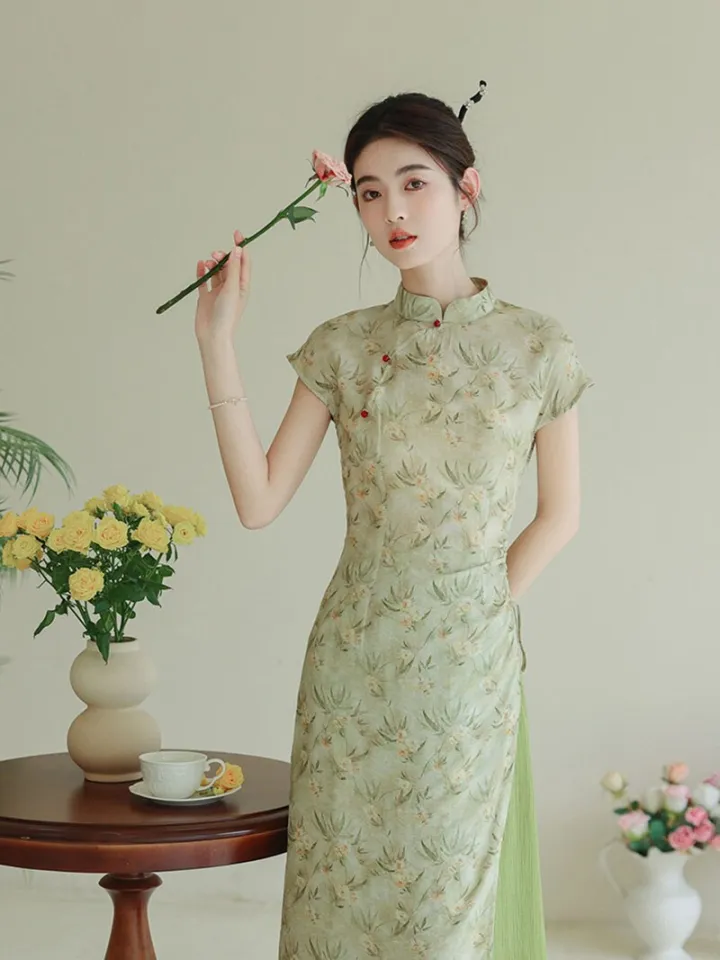 Green 2024 cheongsam dress