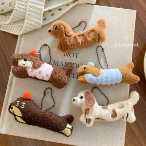 New Cute Plush Dachshund Keychain Bag Pendant Key Chain Cartoon Cute Puppy Dog Accessories Gifts