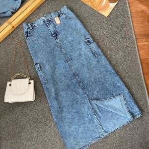Rok Cargo Jeans Skirt Wanita Highwaist Korean Style fit to XL Bahan Tebal stretchy