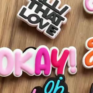 New alphabet-themed clog charms colorful English letter shoe decorations and shoe buckles DIY Soft rubber decorative trim