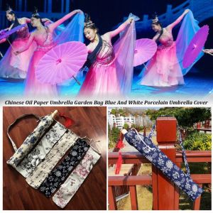 SPARAK Portable Oil Paper Umbrella Garden Bag 5510cm Blue And White Umbrella Cover High Quality Multistyles Straight Handle Holder Bag