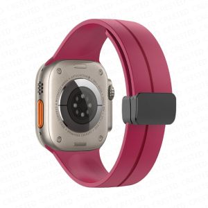 Magnetic Strap For Apple watch Ultra/Ultra 2  band 44mm 45mm 49mm 40mm 41mm 42mm 38mm 45 mm Silicone Bracelet  IWatch Series 9 7 8 se 6 5 3