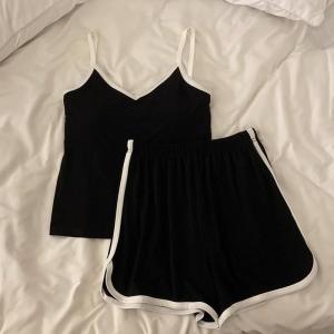 Mát Lụa băng Pajama Womens mùa hè yếm trong với miếng đệm ngực mỏng đặt quần áo ngủ rộng rãi ngủ nhà giản dị mặc quần áo