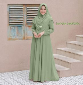 Mavin Store - Setelan Gamis Syari Terbaru 2025 Viral Oneset Gamis Plus Hijab Polos Simple Elegant Material Crinkle Airflow Model Kekinian untuk Wanita Remaja atau Dewasa Busui Friendly Risleting Depan Bisa Cod
