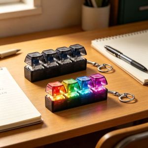 JJT Mini Mechanical Keyboard Stress Relief Keychain - Fun Fidget Toy for Desk Relaxation and Mindful Play