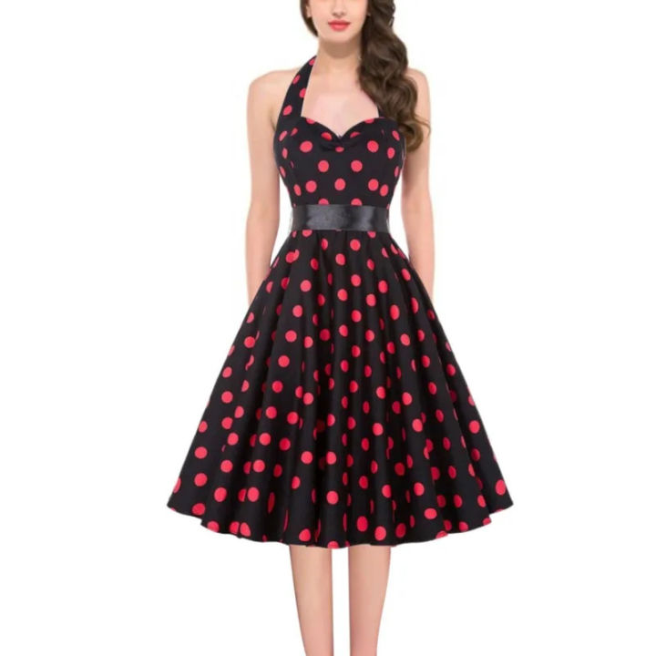 Summer Womens Vintage 80s 90s Hepburn Dress Elegant Polka Dot Print  Sleeveless A-Line Dress R Rockabilly Party Dresses Polyester Lace Women'S Dress  Empire Waistline Knee-Length Dress - Lazada | Lazada PH