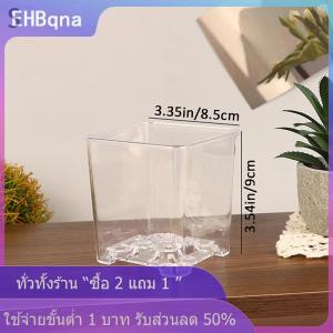 [COD] EHBqna KITCHEN กระถางดอกไม้อะคริลิคใสทรงสี่เหลี่ยมกระถางต้นไม้บอนไซระบายอากาศได้สำหรับตกแต่งสวนลานห้องนั่งเล่นระเบียง