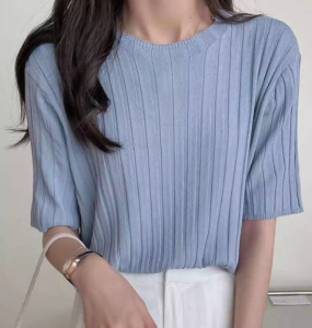 Áo Cánh COCOEPPS Áo Len Cổ Tròn Hàn Quốc Màu Kẹo Gió Đơn Giản Và Dịu Dàng Mới Cho Nữ Áo Sơ Mi Ngắn Tay Phù Hợp Với Mọi Người TT