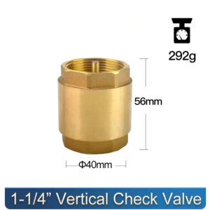 1.6PN Vertical Brass Check Valve One Way Valve 1Inch / DN32 1-1/4Inch Copper Core Check Valve Anti Water Backflow Plumbing Parts for Pump Water Pipeline System