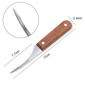 Dao rạch lưng tôm inox cán gỗ kèm lưỡi răng cưa