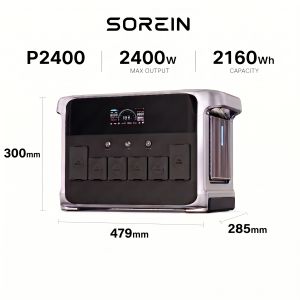 SOREIN P2400 2400W 2160Wh Expandable Portable Power Station Max 10800Wh LiFePO4 Battery UPS <10ms 1600W Fast AC Charging 1200W Solar Input Home Backup Emergency Power Supply for RV Camping