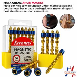 Mata Bor Obeng Angin Magnet / Kepala Obeng Sekrup Plus Minus 1/4 inch S2 PH2 x 65mm