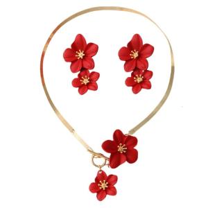 Phong cách hoa Vòng cổ bông tai combo phong cách kỳ nghỉ hợp kim dị ứng kháng Set cho phụ nữ Quà Tặng
