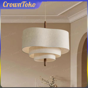 Wabi Sabi Japanese Fabric Pendant Lamp Lampu Gantung Handmade Hanging Chandelier Kitchen Island Living Room Light WCC