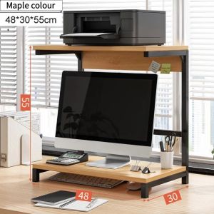2 Layer Wooden Monitor Stand Printer Table Computer Stand Computer Desk Printer Table（48cm/60cm）Monitor Stand Printer storage rack Display bracket Base bracket Desktop bookshelf