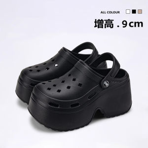 [Free Shipping] Height-Increasing Clog Sandals for Women Summer Fashionable Thick-Soled 9CM High-Heel Platform Non-Slip Beach Sandals for Ladies