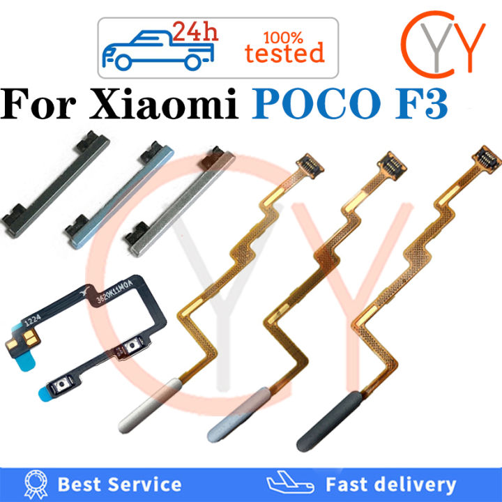 สำหรับ Xiaomi Poco F3ปุ่มโฮมปุ่มสแกนลายนิ้วมือเซ็นเซอร์กลับปุ่มปรับระดับเสียงปุ่มเปิดปิดสาย 5986