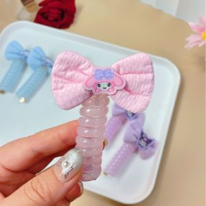 Hàn Quốc Sanrio hoạt hình dễ thương Đầy Màu Sắc dây điện thoại dây buộc tóc Cho Trẻ Em Thời Trang Xoắn Ốc cột tóc Nhật Bản Bện dây điện thoại dây buộc tóc