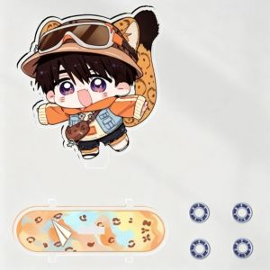 Love and Deepspace Caleb Acrylic Standee Chibi Rolling Skateboard Base Desk Display Collector Figure Cute Birthday Gift for Fans 1pc