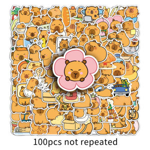 100PCS Capybara CD combination series cartoon graffiti stickers suitcase notebook personalized creative waterproof decoration high definition no repetition