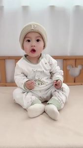 Childrens pajama set a All-cotton base layer autumn clothing set for babies pure cotton two-piece underwear childrens home wear