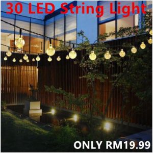🔥【Readystock】 + FREE Shipping🔥 Solar Powered 30 LED String Light Garden Path Yard Home Party Decor Lamp Outdoor Waterproof Lighting Garden Security Lamp LED Crystal Ball 5M/7M/12M Solar Lamp LED String Fairy Light Solar Garlands Garden Christmas Decor
