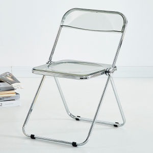 LZD  Plastic Transparent Chair Internet Celebrity Nordic Photography Acrylic Clothing Store Backrest Folding Chair Makeup Crystal Chair ins