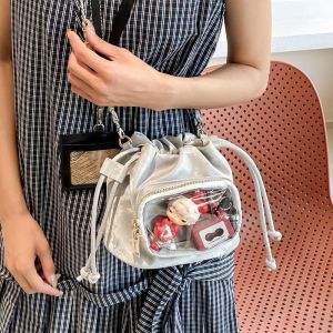 CURIO12 กระเป๋าถือ กระเป๋าใส่ของใส Itabag กระเป๋าเงิน กระเป๋าสะพายไหล่ กระเป๋าบัคเก็ตแบบมีเชือกรูด แฟชั่น สายสะพายไหล่ปรับได้ กระเป๋าสะพายข้าง ผู้หญิง