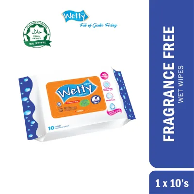 Wetty Wipes Fragrance Free Baby Wipes Extra Thick Tisu Basah Bayi Tanpa Bau Halal Wet Tissue Baby Wipes 濕紙巾 (1 x 30s)