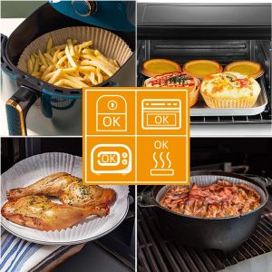 SAVVYLIFE 50Pcs Special Baking Paper For Air Fryer Disposable Non-Stick Steaming Mat Oil-proof Frying Food