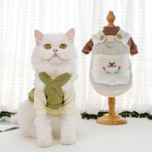MAOMEI STUDIO Embroidery Pet Suspender Skirt Soft Breathable Mesh Dog Towing Suit Fashion Cartoon Pattern Dog Dresses Daily Wear