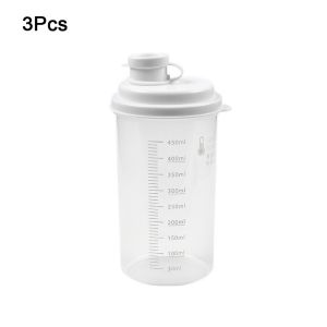 MMLUCK 3Pcs Plastic 450ml Sub-bottling Bottle Transparent Sealed Juice Coffee Cup Ice Cup with Scale Detergent Powder Tank Office