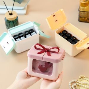 CMIEWN5 Bowknot Lipstick Storage Box with Cover Plastic Makeup Organizer Multifunctional Dust-Proof Gift Box Dressing Table