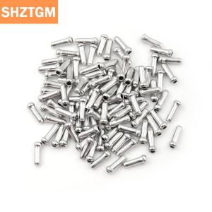 [COD] SHZTGM ตัวเปลี่ยนเกียร์เบรคจักรยานอลูมิเนียมสีเงิน100ชิ้นปลายสายเคเบิลด้านใน