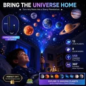 3/10 In 1 Patterns USB Star Moon Projector Lamp 360° Adjustable Rotating Galaxy Bedroom Night Light