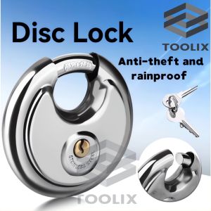 70mm Round Stainless Steel Anti-Theft Padlock with Key Home Round Padlock Waterproof Disc Lock for Warehouse Door Bicycle