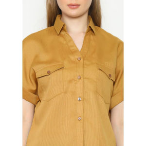 Urban Exchange Chika Golden Brown Shirt - Atasan Kemeja Golden Brown Lengan Pendek