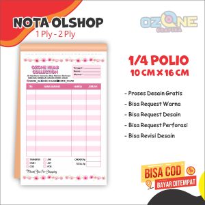Nota Custum 1/4 Free Design Bebas Pake Nama Sendiri Bebas Logo full color  Murah Di Ozone Grafika