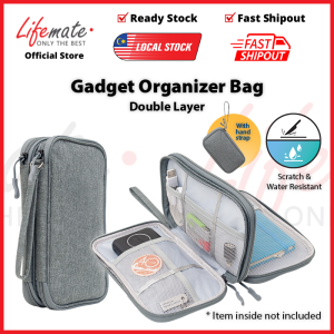[Ready Stock] Double Layer Gadget Organizer Bag - Gadget Power Bank Cable Earbuds Storage Bag